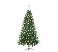 vidaXL Arbre de Noël Artificiel Pré-éclairé et Boules, Sapin de Noël avec LED, Décoration de Vacances, Ornement de Fête Intérieur Extérieur, 180 cm Vert Vert G