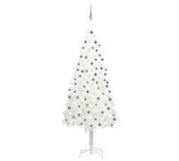 Arbre de Noël Artificiel Pré-éclairé et Boules Sapin Jardin Blanc 180 cm vidaXL