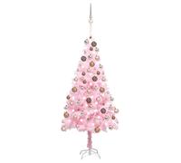 vidaXL Arbre de Noël Artificiel Pré-éclairé et Boules, Sapin de Noël avec LED, Décoration de Vacances, Ornement de Fête Intérieur Extérieur, Rose 180 cm PVC Rose G