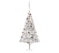 VIDAXL Arbre de No?l artificiel avec LED et boules Argent¿¿ 180 cm PET