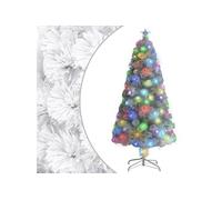 vidaXL Arbre de Noël artificiel pré-éclairé blanc 120 cm fibre optique