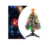 vidaXL Sapin de Noël artificiel 328454 – Pré-éclairé LED Fibre optique 64 cm Blanc/Bleu