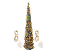 Arbre de Noël Artificiel | Sapin De Noël Faux À Paillettes avec Lumières LED Multicolores - Décoration de 1.5m pour la Décoration en Intérieur, de la Chambre, du Bureau, du Porche, en Extérieur et