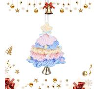 Arbre de Noël au crochet, décorations de Noël faites à la main avec cloche, pièce maîtresse pour bureau seuil bibliothèque salle de réunion festive