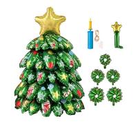 Arbre de Noël avec Ballons, Kit d'arbre de Noël avec Ballons, Arbre de Noël Gonflable éclairé, Ornement coloré Festif Cartoon Pine Tree Affichage pour l'hiver, Nouvel an, Noël, déc