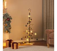 Arbre de Noël avec Base en Bois Sapin Décoration Fête Vacance Noir Métal vidaXL