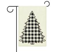 Arbre de Noël avec motifs de grilles, drapeau de jardin, vacances saisonnières, toile de jute double face, drapeaux d'extérieur pour maison, cour, 30,5 x 45,7 cm