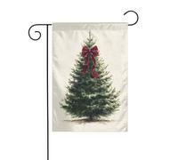 Arbre de Noël avec nœud en velours rouge foncé - Drapeau de jardin - 30 x 45 cm - Vertical double face - Décoration extérieure de ferme