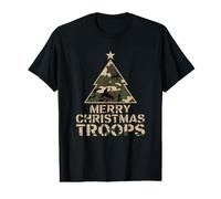 Arbre de Noël Camouflage Militaire des États-Unis Merry Christmas Troops T-Shirt Graphique avec Valeur