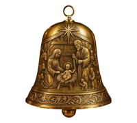 Arbre de Noël catholique Jésus Bell - Ornement religieux, symbole de vacances | Décoration de la scène de la nativité pour l'exposition à domicile chrétien, Sacred Metal suspendue cloche avec croix po