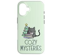 Arbre de Noël Chat mystères Douillet avec Livres sous Le Sapin Coque pour iPhone 16