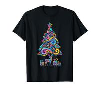 Arbre de Noël coloré Retrowave T-Shirt Graphique avec Valeur