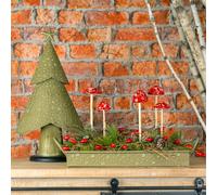 Arbre de Noël Déco Sapin en métal avec étoiles, style vintage Vert-Argent 46,5cm