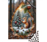 Arbre de Noël écureuil 1000 Pièce Papier Écologique Jeu De Puzzle Couple Partenaires Jeu Stimulant Entraînement du Cerveau Décoration 38x26cm/1000pcs