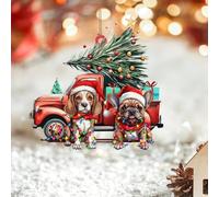 Arbre de Noël en acrylique 2D en forme de camion mignon - Souvenir de chien - Ornements à suspendre pour sapin de Noël, boules de Nouvel An, souvenirs de vacances, cadeaux