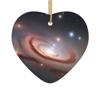 Arbre de Noël en céramique à suspendre Amour Ornement HJFCZH Constellation Amas d'étoiles Galaxies Imprimé avec cordon en métal perforé et doré