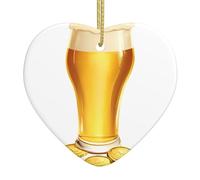 Arbre de Noël en céramique à suspendre Amour Ornement YYHWHJDE pièces d'or en impression bière avec cordon métallique perforé et doré
