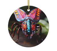 Arbre de Noël en céramique à suspendre avec des insectes étranges. Artisanat exquis, atmosphère festive, décoration de la maison et cadeau.