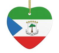 Arbre de Noël en céramique à suspendre avec drapeau WHJSHOP de la Guinée équatoriale pour ajouter une touche romantique aux festivals ou fêtes