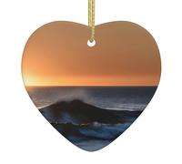 Arbre de Noël en céramique à suspendre avec inscription « Last Sun Rays Of Over The Sea Waves »