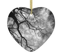 Arbre de Noël en céramique à suspendre avec inscription « Love » - Branches de tempête YYHHAOFA - Conçu spécifiquement pour les vacances - 7,9 x 7,9 cm