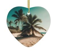 Arbre de Noël en céramique à suspendre avec inscription « Love » - HYTTER - Sable - Palmier - Facile à accrocher sur les arbres, les portes et les fenêtres