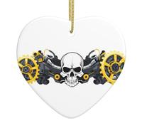 Arbre de Noël en céramique à suspendre avec inscription « Love » - Motif tête de mort - Trous soigneusement percés - Corde