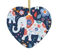 Arbre de Noël en céramique à suspendre avec inscription « XBKGOHA joyeux éléphant » - Trous soigneusement percés - Corde en métal