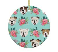 Arbre de Noël en céramique à suspendre avec motif chien anglais amusant, choix parfait pour la décoration de Noël pour la maison et les vacances