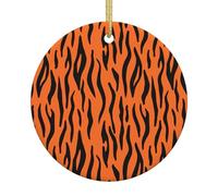 Arbre de Noël en céramique à suspendre avec motif rayé tigre orange 7,3 cm, choix parfait pour la décoration de Noël pour la maison et les vacances