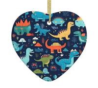 Arbre de Noël en céramique à suspendre avec pendentif d'amour HJFCZH sur le thème des dinosaures, image conçue spécifiquement pour les vacances 7,9 x 7,9 cm