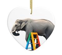 Arbre de Noël en céramique à suspendre avec pendentif éléphant YYHWHJDE sur échelle colorée avec trous soigneusement percés et corde en métal