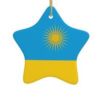 Arbre de Noël en céramique à suspendre avec pendentif en forme d'étoile WHJDPP Drapeau du Rwanda Impression Décoration centres commerciaux, supermarchés, magasins