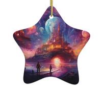 Arbre de Noël en céramique à suspendre avec pendentif étoile WHJSSF brillant château mystère décoration centres commerciaux, supermarchés, magasins