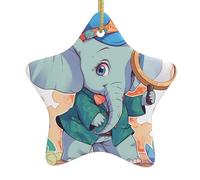 Arbre de Noël en céramique à suspendre avec pendentif étoile WHJSSF le petit éléphant sur l'aventure pour décoration de photos, centres commerciaux, supermarchés, magasins