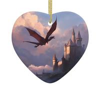 Arbre de Noël en céramique à suspendre avec pendentif HJFCZH Le dragon sur le château Impression Décoration centres commerciaux, supermarchés, magasins