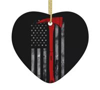 Arbre de Noël en céramique à suspendre avec pendentif WHJSSF pompier hache rouge drapeau motif décoration centres commerciaux, supermarchés, magasins