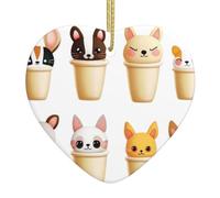 Arbre de Noël en céramique à suspendre avec pendentif YYHHAOFA mignon dessin animé tasse d'eau image décoration centres commerciaux, supermarchés, magasins