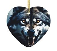 Arbre de Noël en céramique à suspendre avec pendentif YYHWHJDE loup avec crocs dénudés imprimés décoration centres commerciaux, supermarchés, magasins