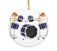 Arbre de Noël en céramique à suspendre avec tambour jazz - Souvenir rond pour Noël, fête à la maison, vacances