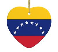 Arbre de Noël en céramique à suspendre Drapeau YYHHAOFA du Venezuela facile à accrocher pour fête de vacances 7,9 x 7,9 cm