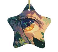 Arbre de Noël en céramique à suspendre en forme d'étoile Décoration de vacances WHJDPP Monde coloré dans les yeux Image petite et exquise