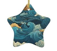 Arbre de Noël en céramique à suspendre en forme d'étoile Décoration de vacances WHJSSF Aube Vagues Océan Petit et exquis