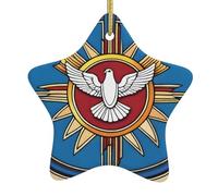 Arbre de Noël en céramique à suspendre en forme d'étoile Décoration YYHHAOFA Saint Esprit Christia Image facile à accrocher sur les arbres, les portes et les fenêtres