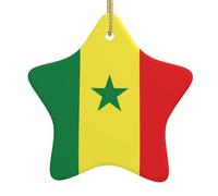 Arbre de Noël en céramique à suspendre en forme d'étoile Décorations de vacances WHJSSF Drapeau du Sénégal Motif petit et exquis