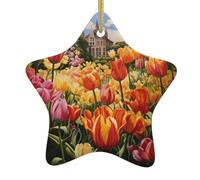 Arbre de Noël en céramique à suspendre en forme d'étoile en forme de tulipe pour les vacances Décoration de sapin de Noël Cadeau