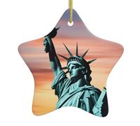 Arbre de Noël en céramique à suspendre en forme d'étoile HJFCZH Statue de la Liberté avec trous soigneusement percés Corde en métal