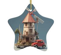 Arbre de Noël en céramique à suspendre en forme d'étoile pour voiture WHJSHOP modèle moulin à vent peut ajouter une touche romantique aux festivals ou fêtes