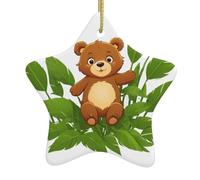 Arbre de Noël en céramique à suspendre en forme d'étoile WHJSHOP Petit ours dans les feuilles de bambou peut ajouter une touche romantique aux festivals ou fêtes