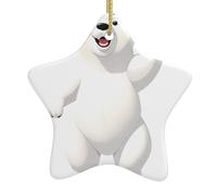 Arbre de Noël en céramique à suspendre en forme d'étoile WHJSSF agitant un ours blanc Décoration Malls, supermarchés, magasins